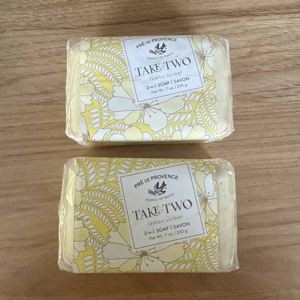 Lot of 2 Pre de Provence Lemon Sorbet Soap 2 Bars 200 Grams Each 7oz Each